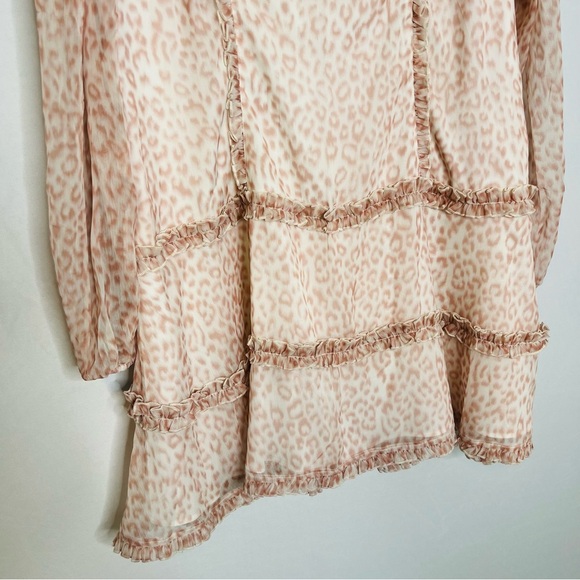 RACHEL PARCELL LEOPARD PRINT LACE SLEEVE RUFFLE MINI DRESS. Size XXL. - Picture 8 of 14